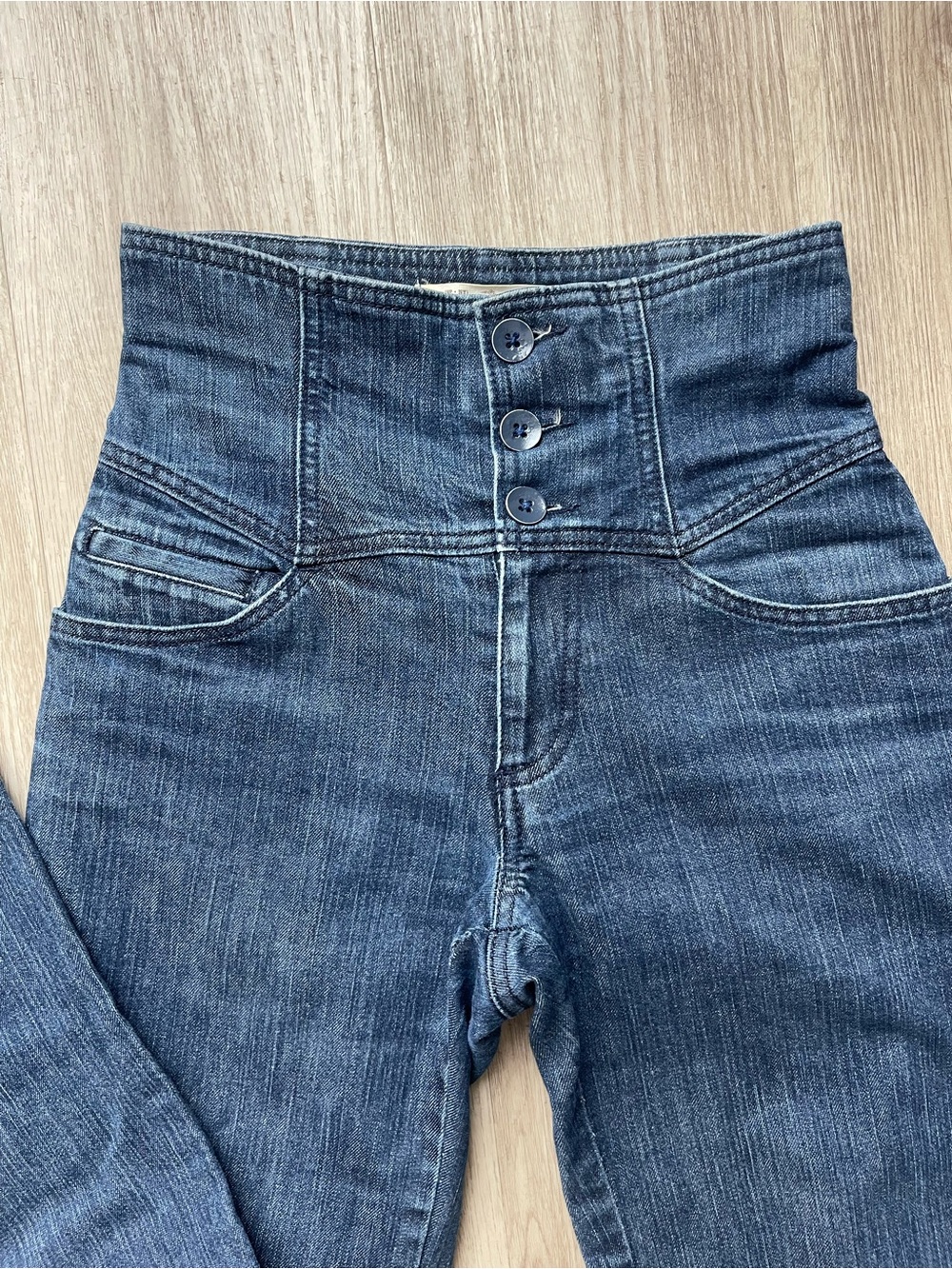 Old Navy “one of a kind” High-Rise Dark Blue Jeans with Triple Button Front